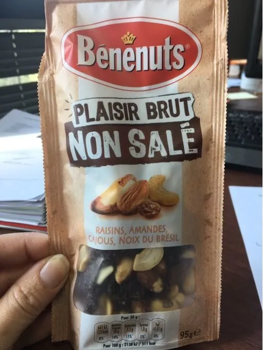 Bénénuts Plaisir brut 3 noix & raisins cajous, amandes, noix du Brésil