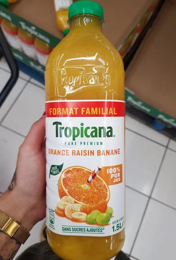 Tropicana Pure premium orange raisin banane format familial 1,5 L