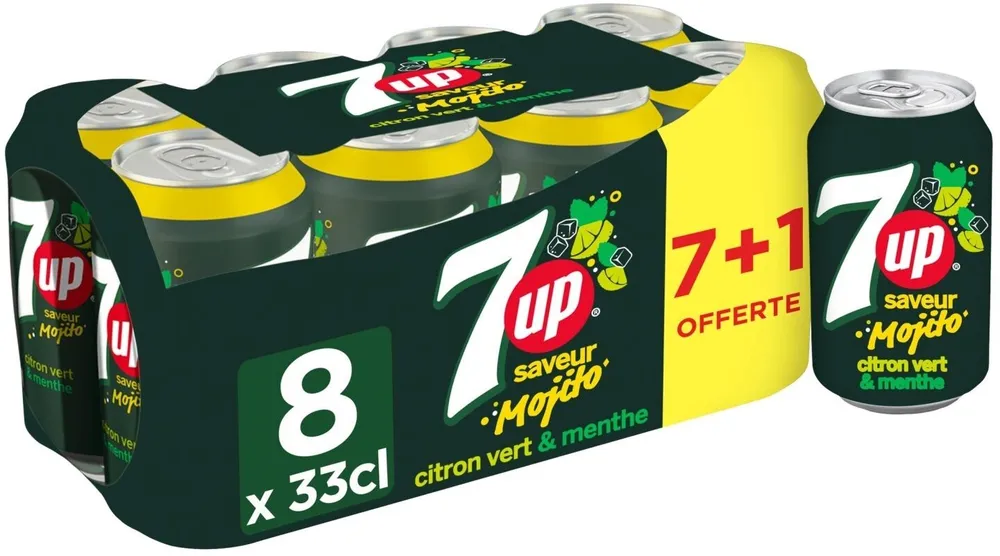 7UP saveur mojito citron vert & menthe 7 x 33 cl + 1 offerte