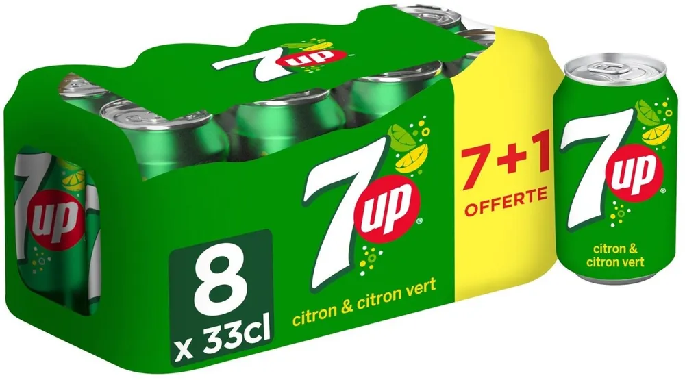 7UP saveur citron & citron vert 7 x 33 cl + 1 offerte