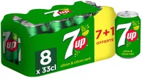 7UP saveur citron & citron vert 7 x 33 cl + 1 offerte