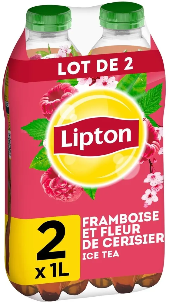 Lipton Ice Tea saveur framboise et fleur de cerisier lot de 2 x 1 L