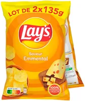 Lay's saveur emmental lot de 2 x 135 g