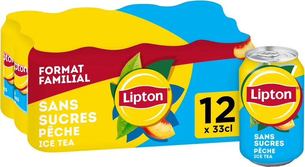 Lipton Ice Tea saveur pêche sans sucres format familial 12 x 33 cl