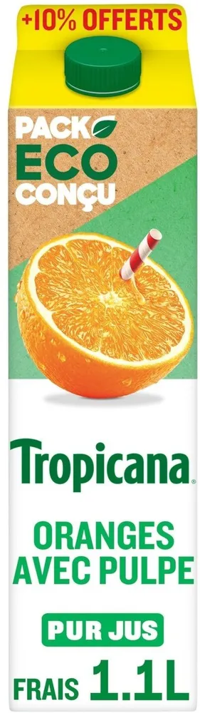 Tropicana Pure premium oranges pressées avec pulpe 1 L +10% offerts