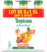Tropicana Multivitamines lot de 6 x 1,5 L dont 1 L offert