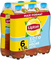 Lipton Ice Tea saveur pêche zéro sucres maxi format 6 x 1,5 L