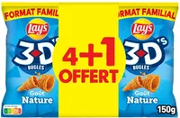 Lay's 3D's Bugles goût nature format familial 4 x 150 g + 1 offert