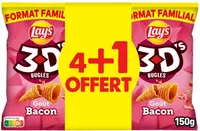 Lay's 3D's Bugles goût bacon lot de 4 x 150 g + 1 offert