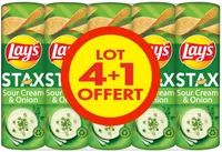 Lay's Stax sour cream & onion flavour 4 x 170 g +1 offert