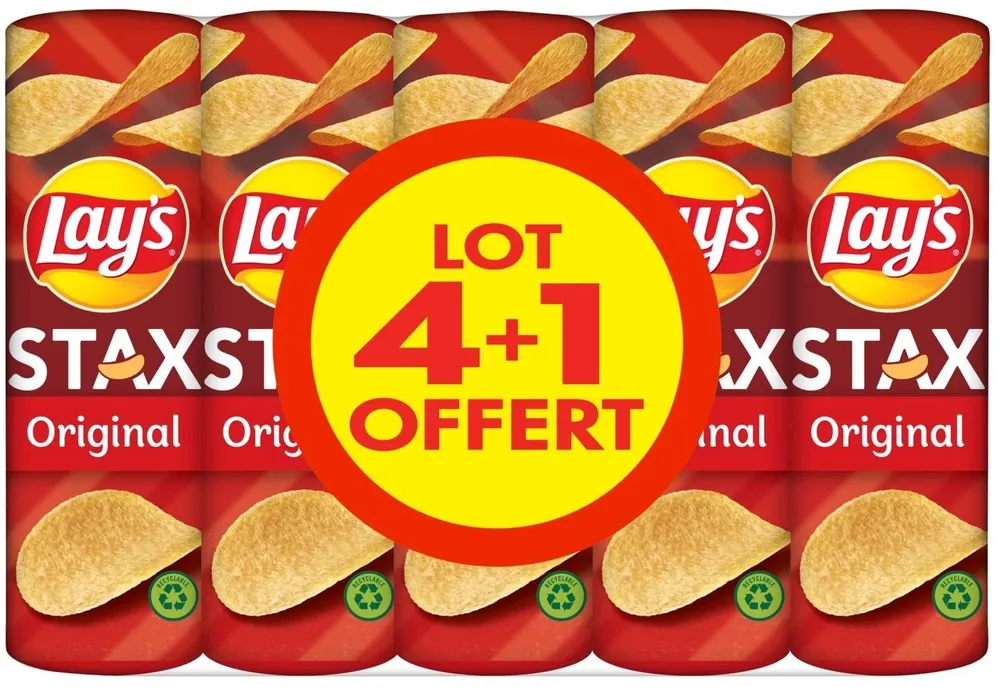 Lay's Stax original 4 x 170 g + 1 offert
