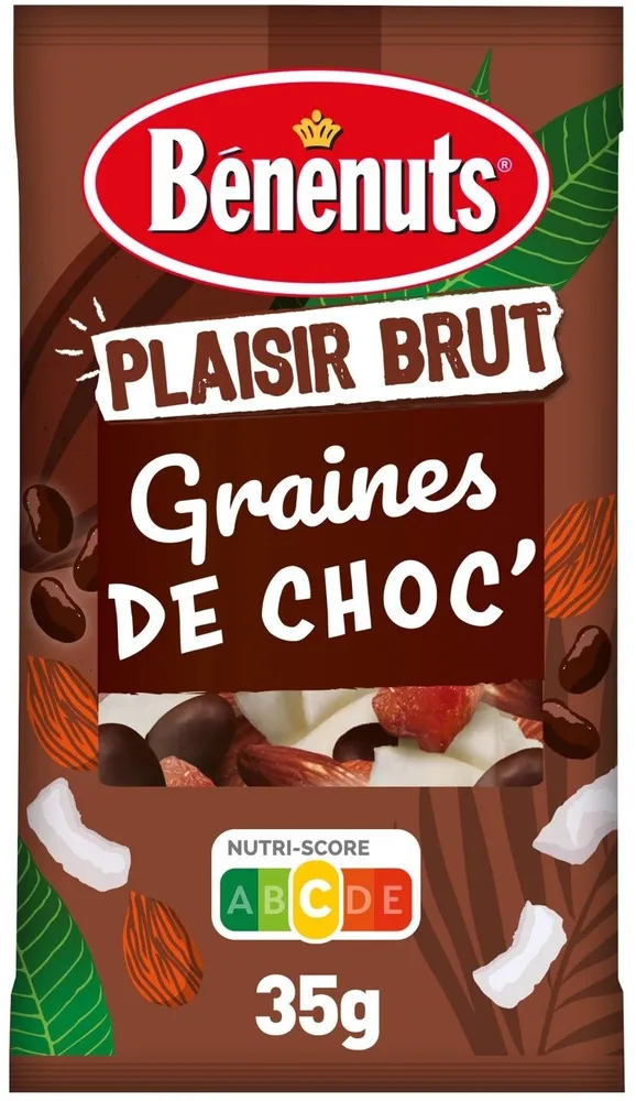 Bénénuts Plaisir brut Graines de choc' amandes, noix de coco & croustillants au chocolat
