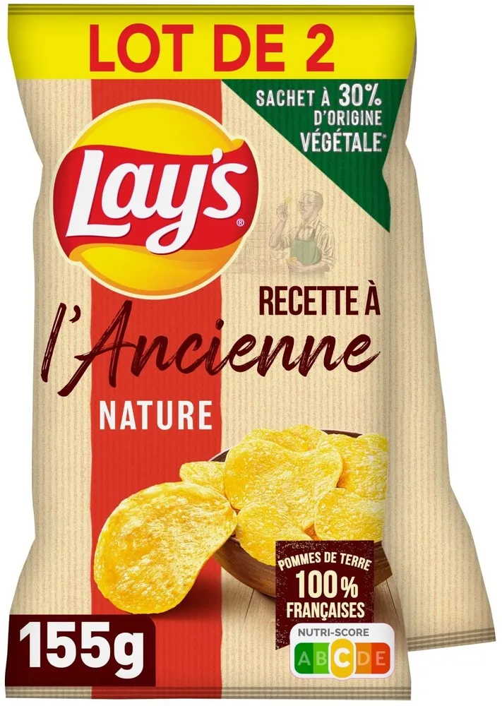 Lay's Recette à l'ancienne nature lot de 2 x 155 g