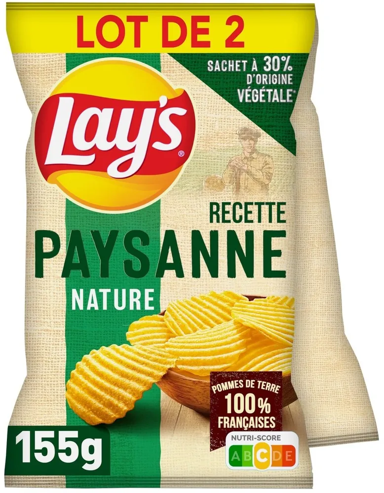 Lay's Recette paysanne nature lot de 2 x 155 g