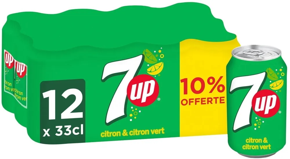 7UP saveur citron & citron vert 10% offert 12 x 33 cl