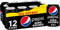 Pepsi Zéro sucres 10% offert 12 x 33 cl