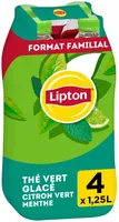 Lipton Thé vert glacé saveur citron vert menthe format familial 4 x 1,25 L