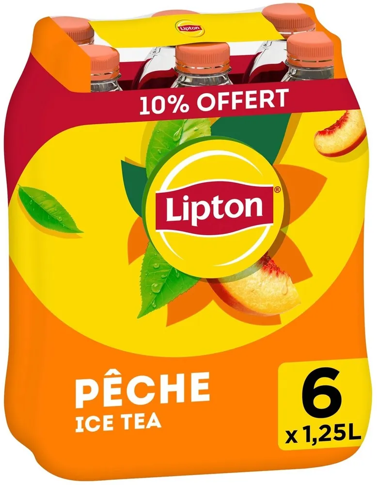 Lipton Ice Tea saveur pêche 6 x 1,25 L dont 10% offert