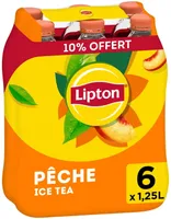 Lipton Ice Tea saveur pêche 6 x 1,25 L dont 10% offert