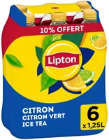 Lipton Ice Tea saveur citron citron vert 6 x 1,25 L dont 10% offert