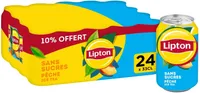 Lipton Ice Tea saveur pêche sans sucres 24 x 33 cl dont 10% offert