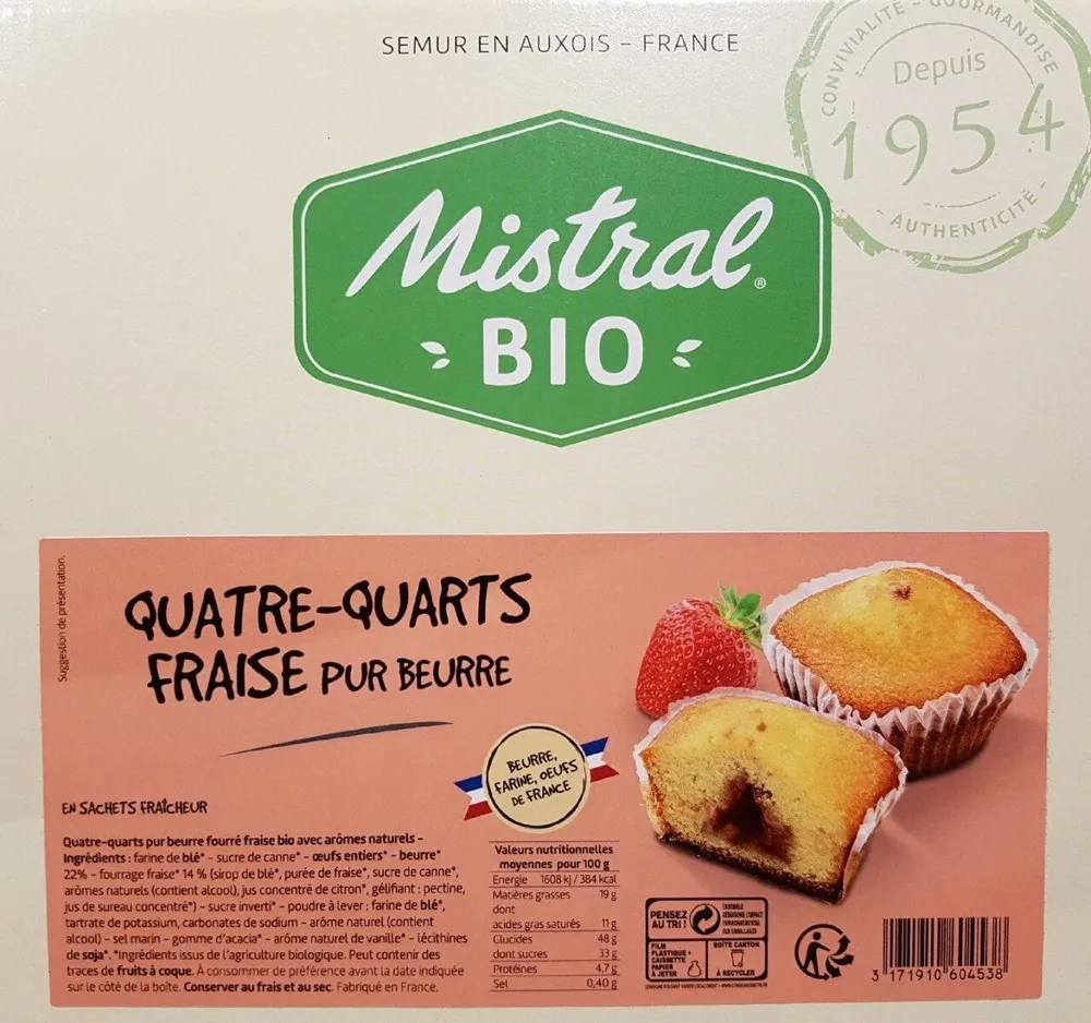 Quatre quarts fraise pur beurre BIO