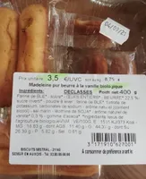 Madeleine pur beurre à la vanille bio