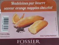 Madeleine pur beurre saveur orange nappeées chocolat