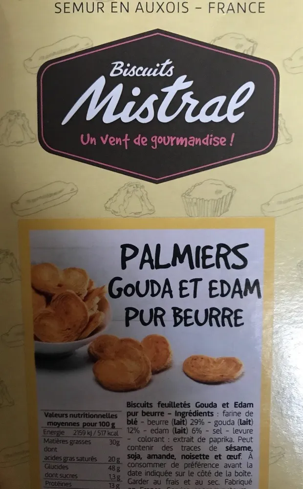 Palmiers Gouda et Edam pur beurre