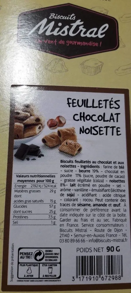 Feuilletés chocolat noisette
