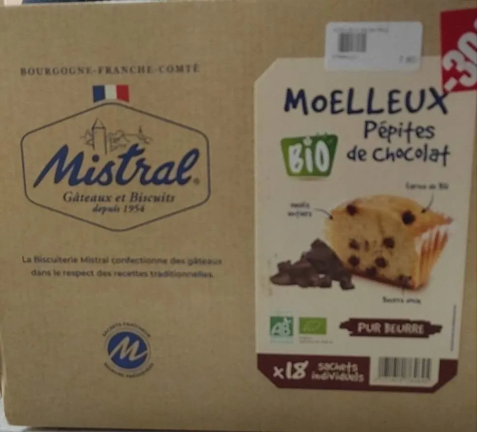 Moelleux pépites de chocolat Bio