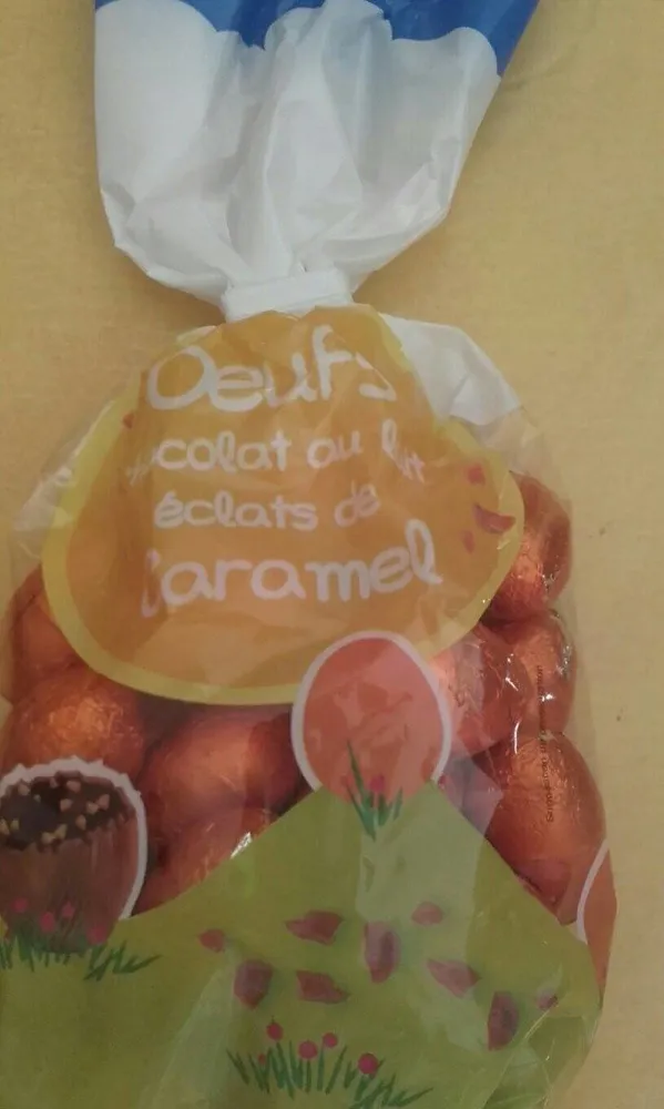 Oeufs chocolat au lait éclats de caramel