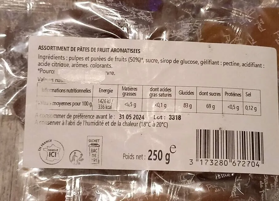 Pâtes de fruit assortiment