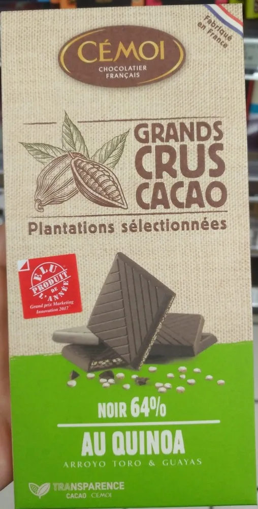Chocolat Noir 64% de cacao au quinoa Bio