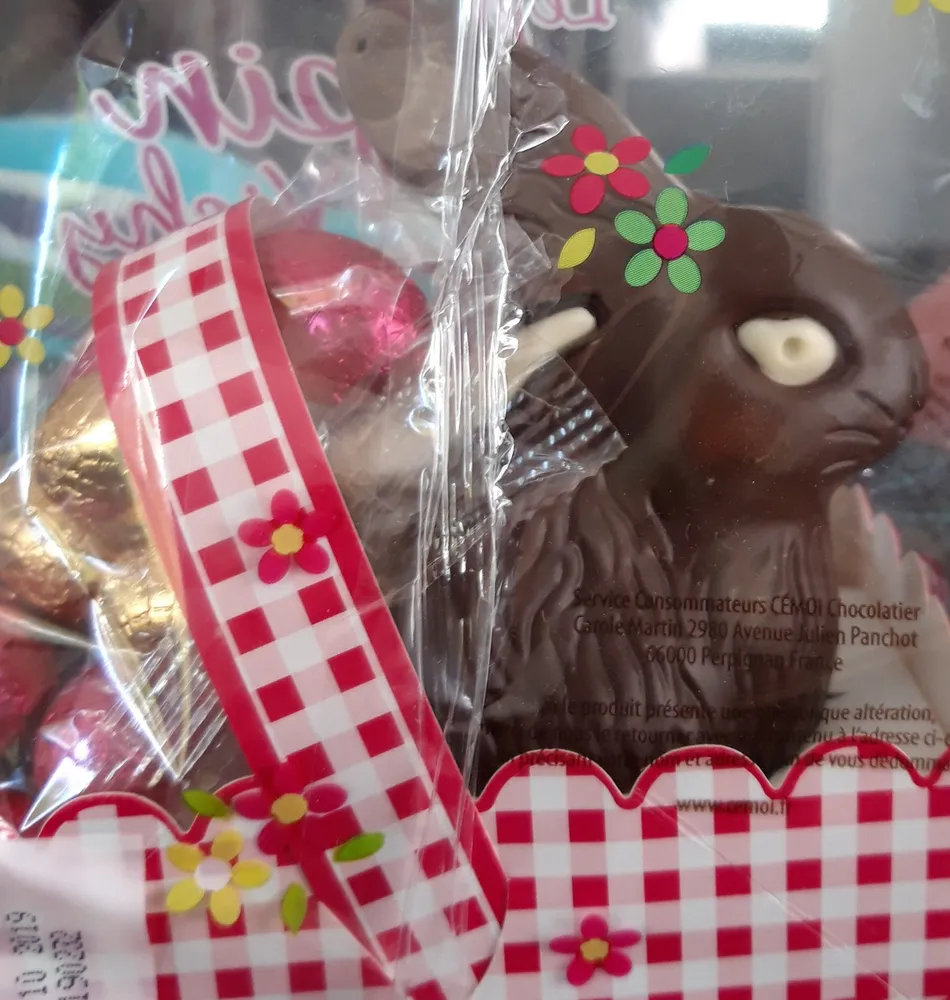 Le Lapin Vichy chocolat noir avec œufs pralinés