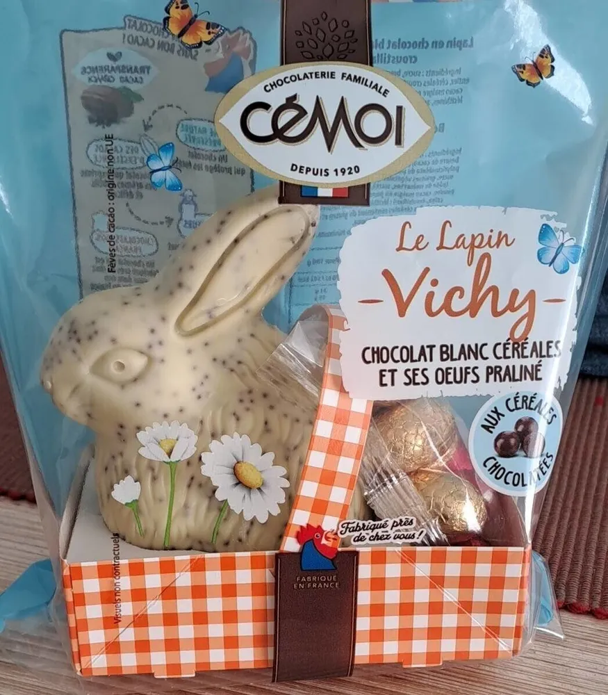 Lapin en chocolat blanc aux céréales croustillante