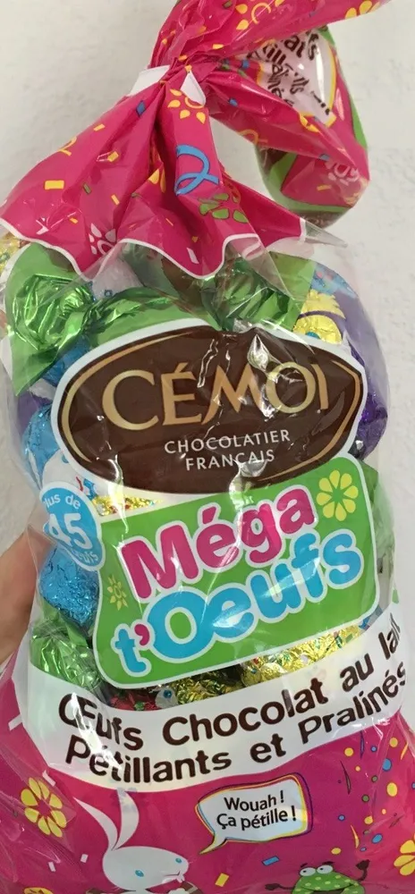 Sachets de 45 méga oeufs au chocolat au lait pétillants et pralinés