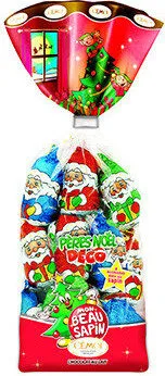 Moulage Pere Noel en chocolat au lait decors sapin CEMOI