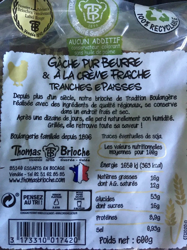 Gache pure beurre a la creme epaisse homas brioche