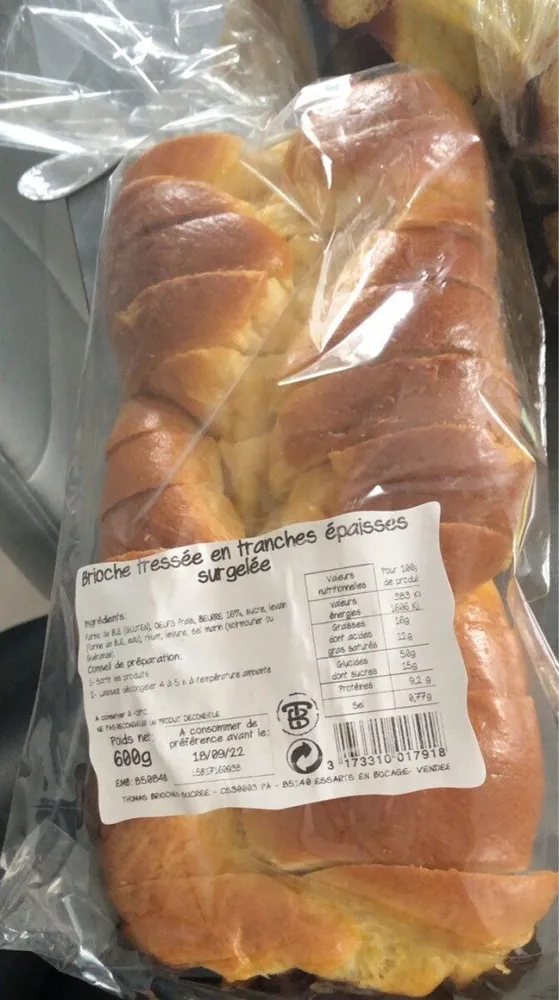 brioche tresses en tranches epaisses surgelees