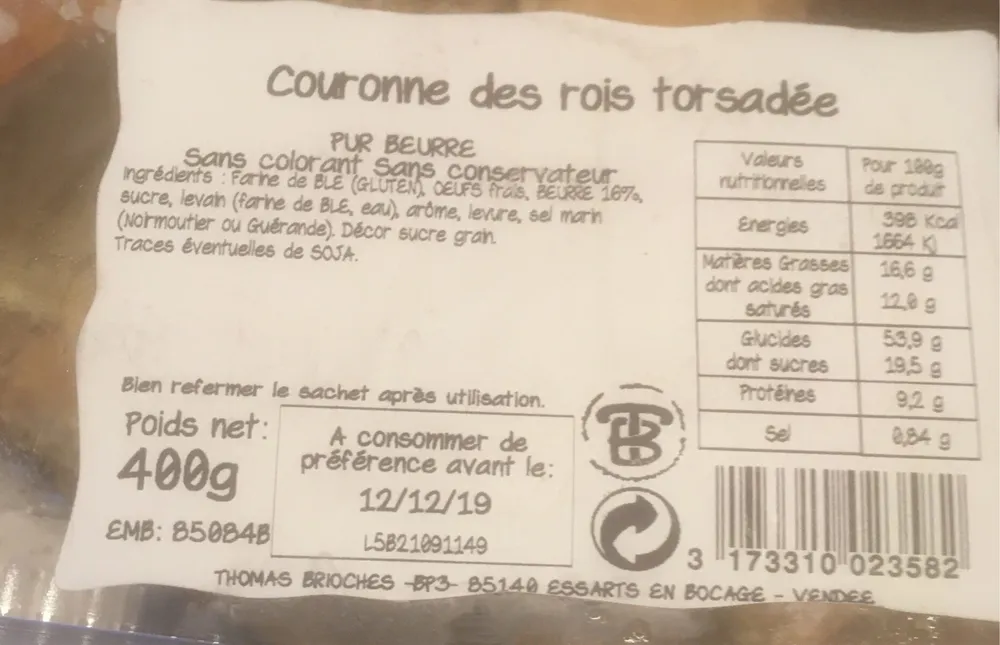 Couronne des rois torsadee