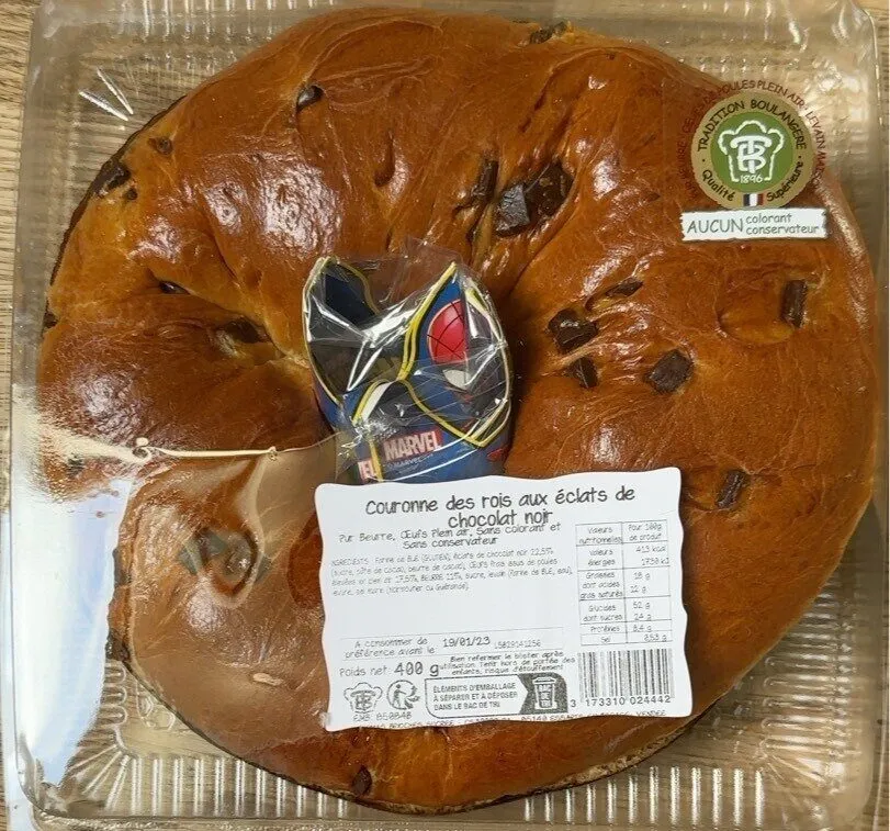 Couronne des rois aux éclats de chocolat noir
