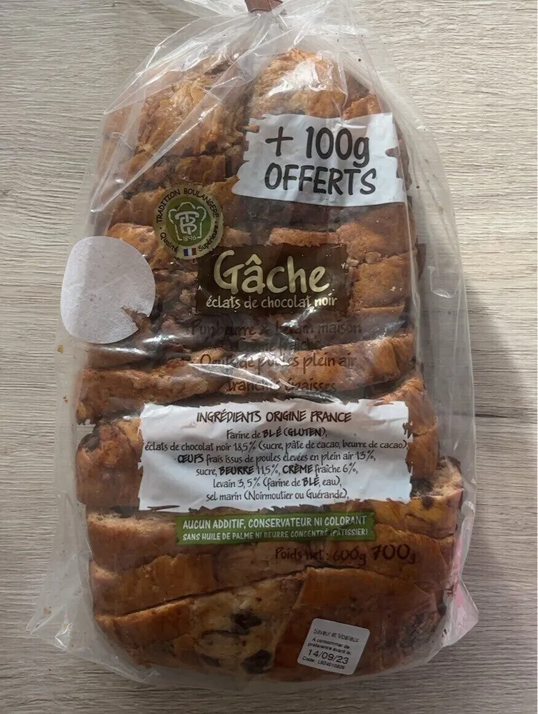 Gâche éclats de chocolat noir