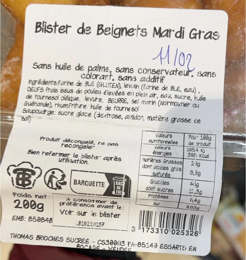 Blister de beignet mardi gras
