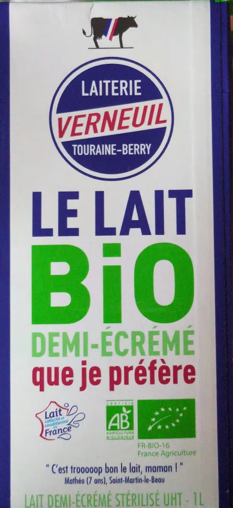 Lait demi-écrémé Bio