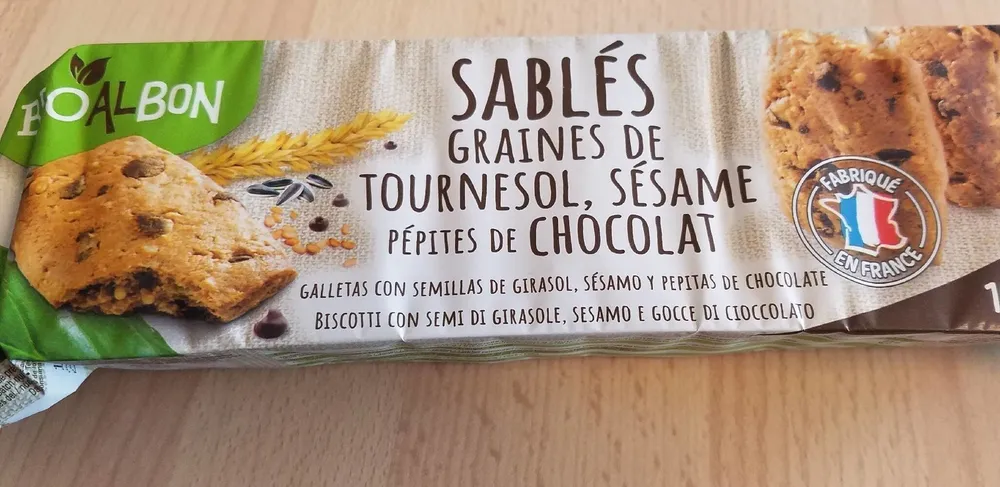 Sablés graines de tournesol, sésame, petites de chocolat