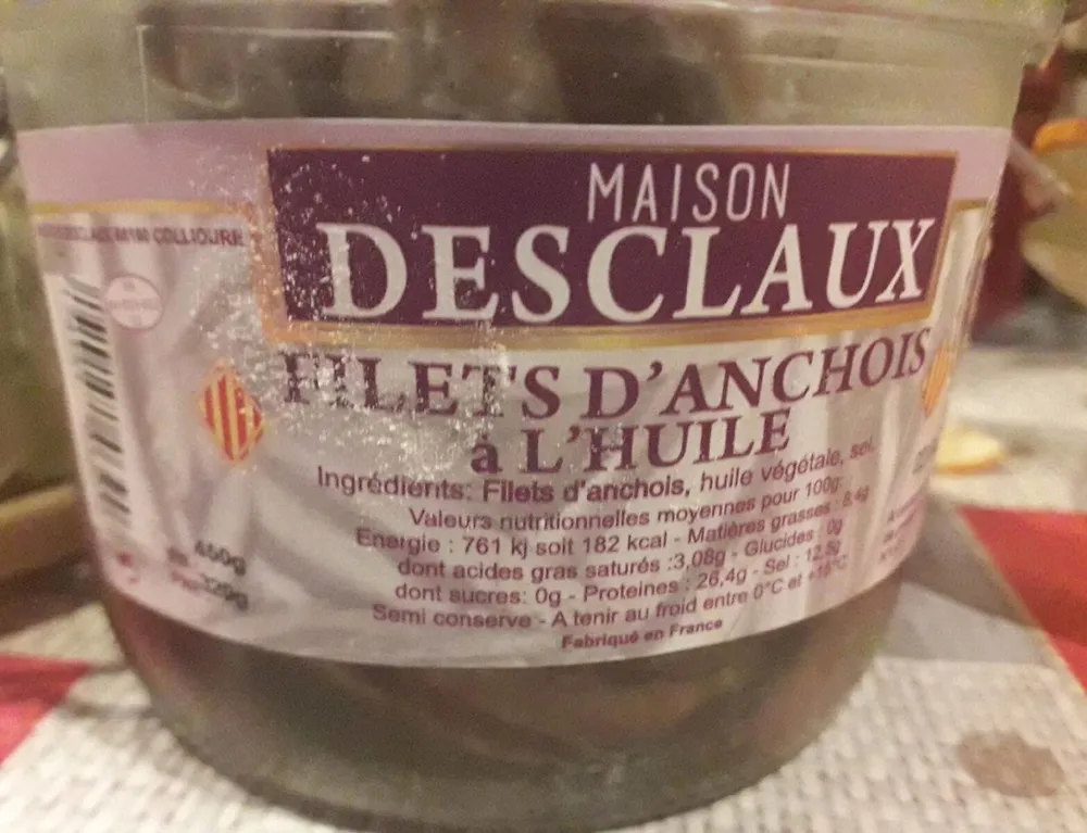 Filets d'anchois à l'huile