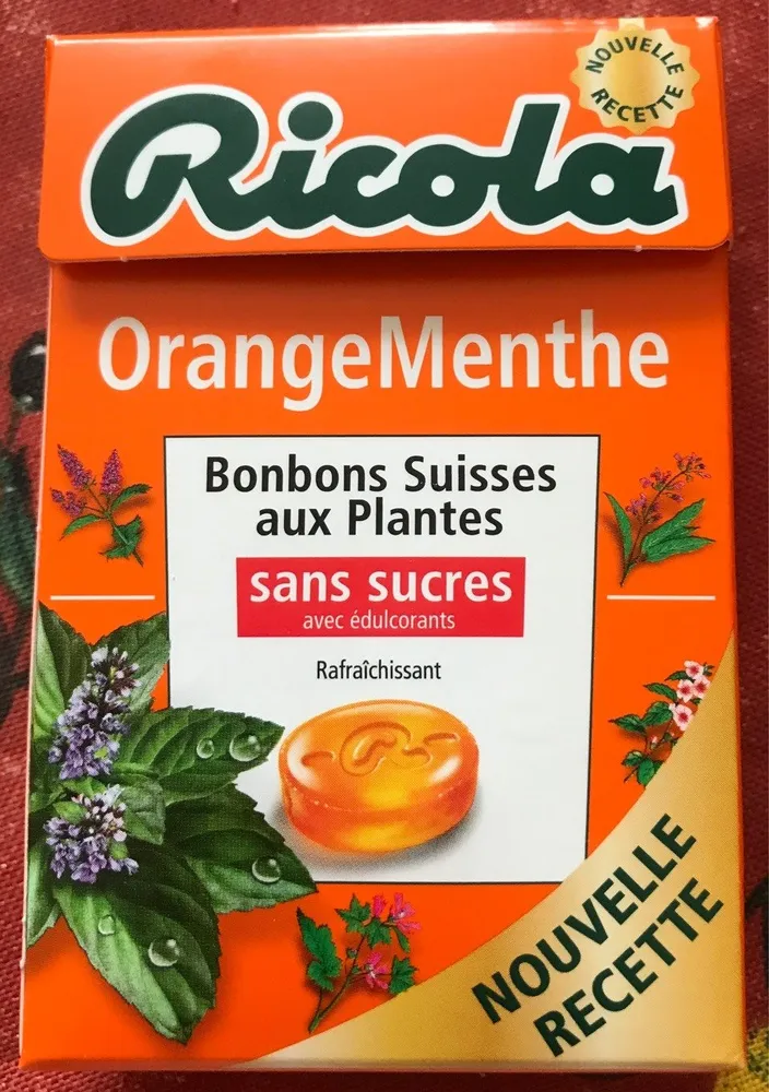 Bonbons orange/menthe ss RICOLA 50g offre economique 50ans