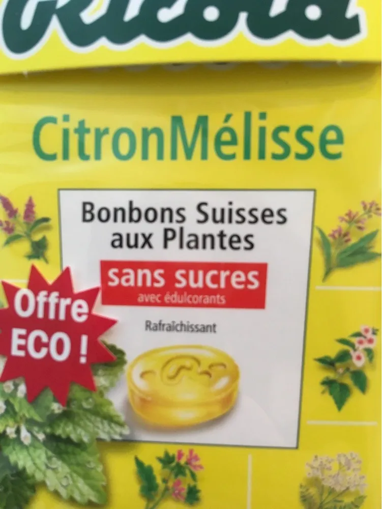 Bonbon suisse aux plantes sans sucre citron melisse