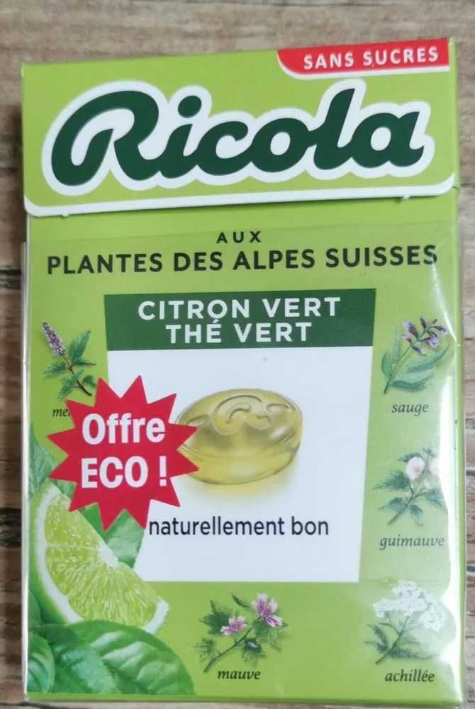 Ricola aux plantes des alpes suisses - Citron vert thé vert